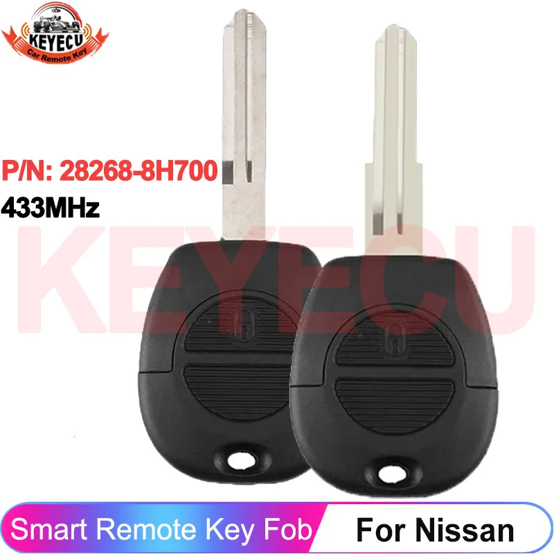 

433MHz Car Key P/N: 28268-8H700 No Chip For Nissan Patrol Navara X-Trail Serena Primera Micra Almera 2 Buttons Remote Fob