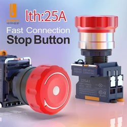LANBOO LB22SA1M1/M3 Emergency Stop Button Red Aluminum Oxide Plastion Head With Lamp Green Light 1NO1NC