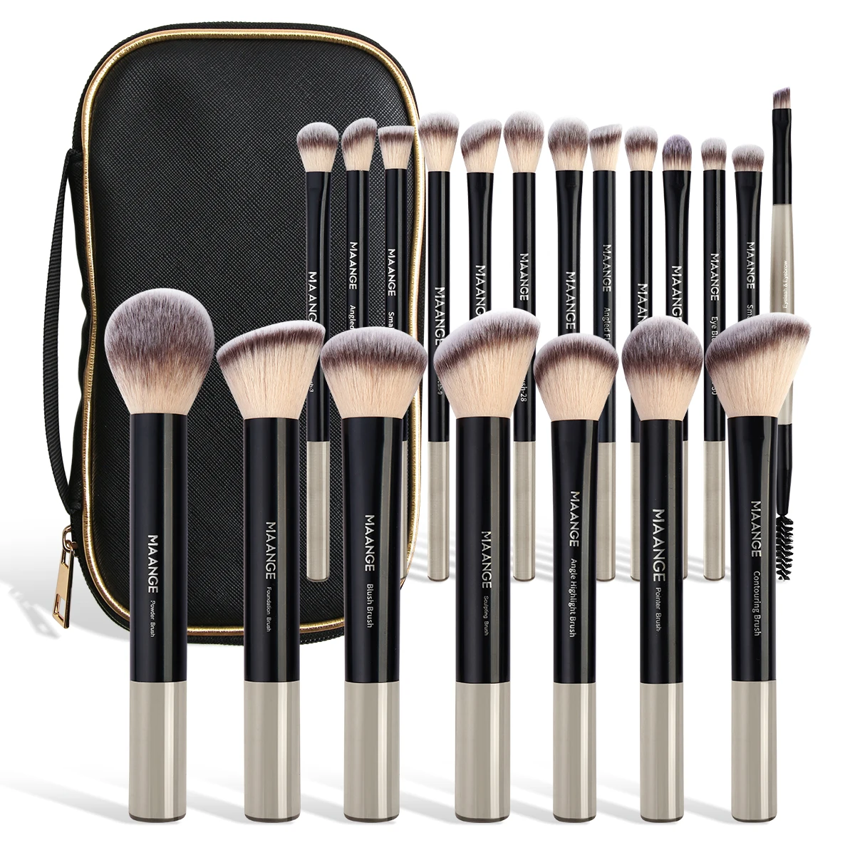 MAANGE 20pcs/set Makeup Brush Powder Eyeshadow Foundation Eyebrow Contour Blending Cosmetics Beauty Tools with Travel Bag