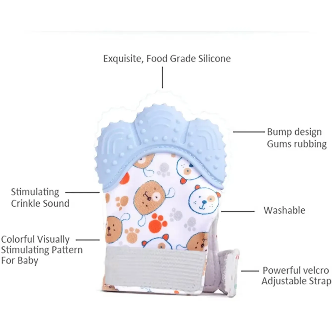 Newborn Teething Silicone Mittens Multi-Layer Breathable Chewing Mittens Baby Teething Toys Baby Soother Teether Teething Toys