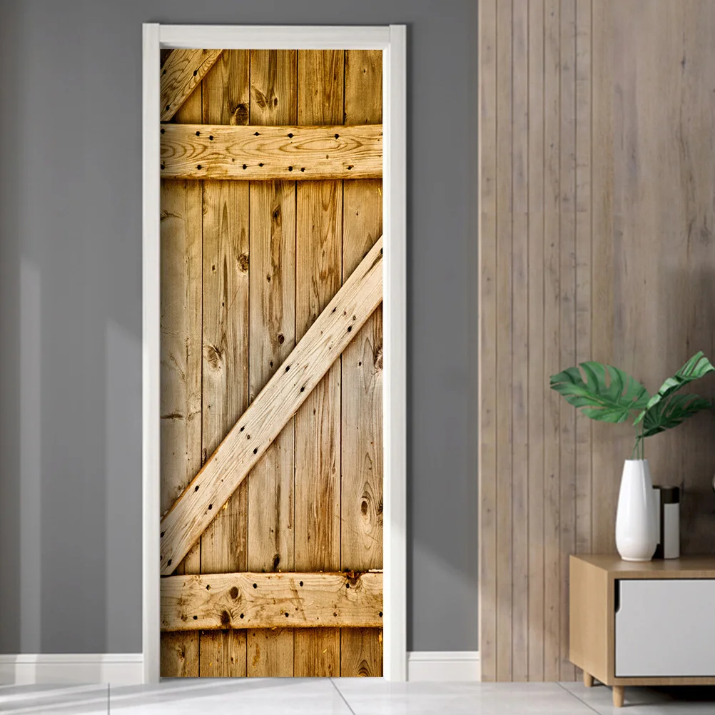 

1Pair Waterproof Wall Sticker Removable Wallpapers Door Sticker for Home 3D Door Stickers DIY Decorative Decal Smooth Surface