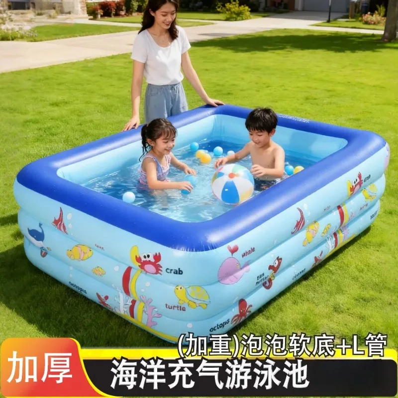 Extra Thick Inflatable Swimming Pool Durable Home Water Pool Kids Portable Swimming Tub