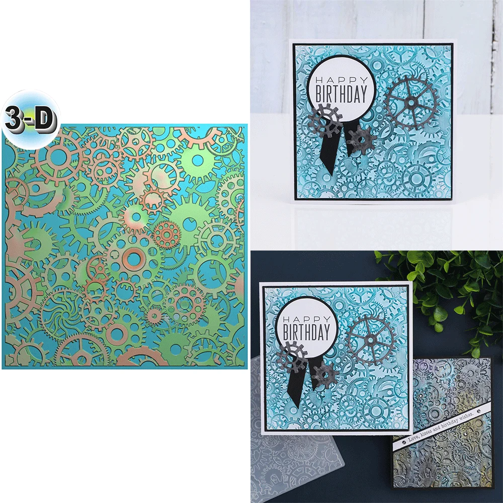 

Antique Gear Steampunk Backdrop 3D Embossing Folder for Card Making & Scrapbooking - Durable Plastic, Easy Embossing - Perfect