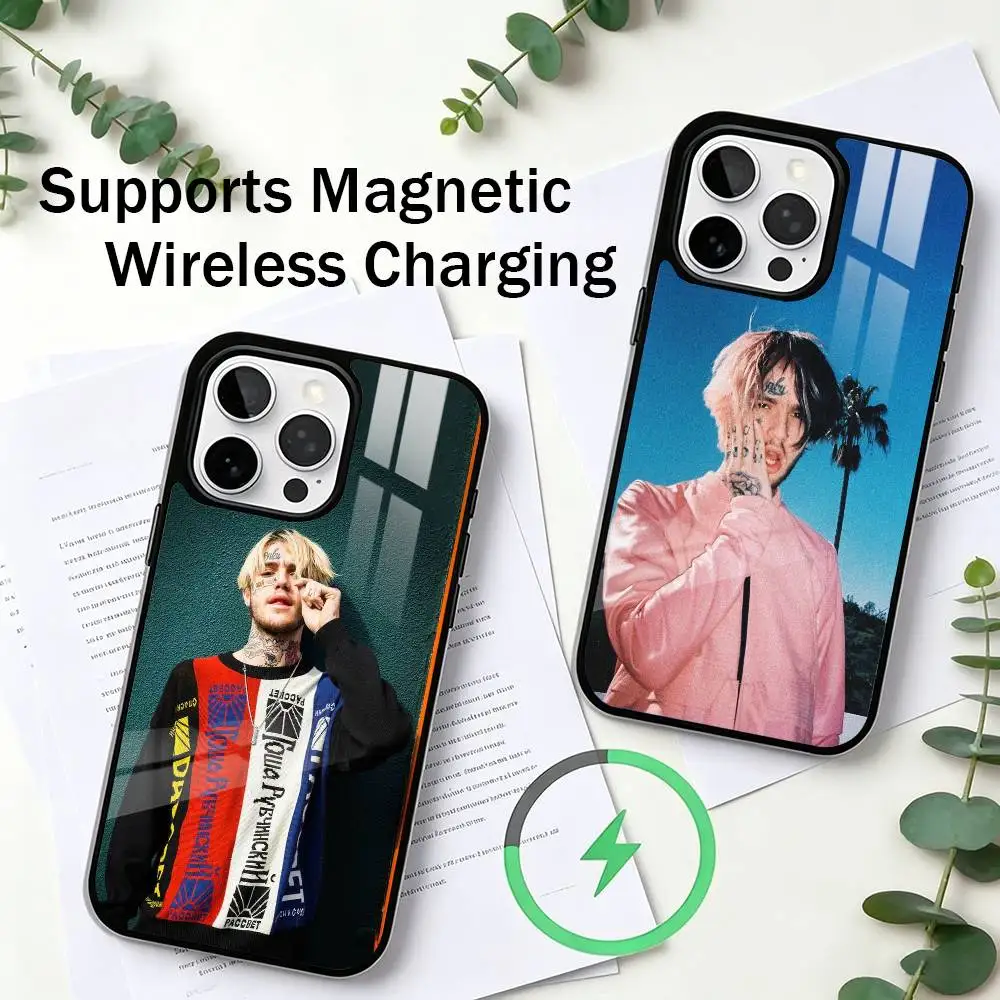 

LIl Peep Fashion Emo Rapper Hellboy Phone Case For iPhone17,16,15,14,13,12,11 Plus,Pro Supports Magnetic Wireless Charging