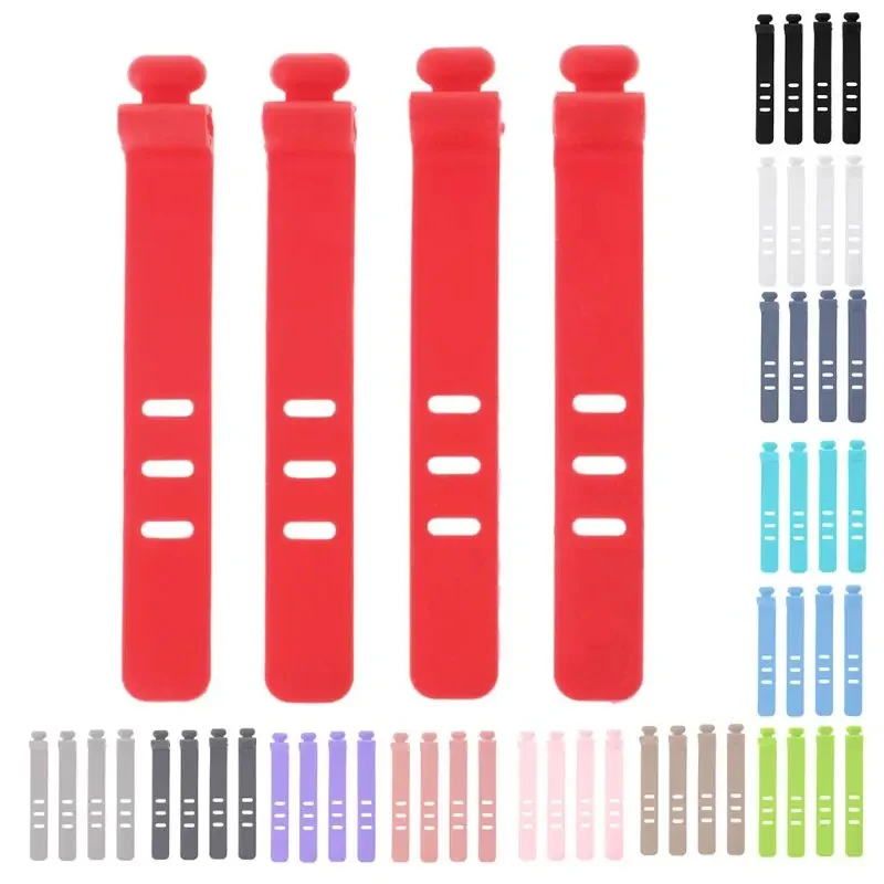 4/12/20PCS Silicone Headphones Cable Winder Straps Soft USB Wire Cable Tie Storage Holder Organizer Earphone Clips Reusable Ties