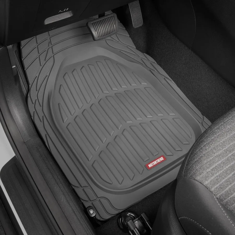2 Piece Front Car Floor Mats Gray FlexTough Contour LinersDeep Dish Heavy Duty Rubber Floor Mats for Car SUV Truck and VanAll W
