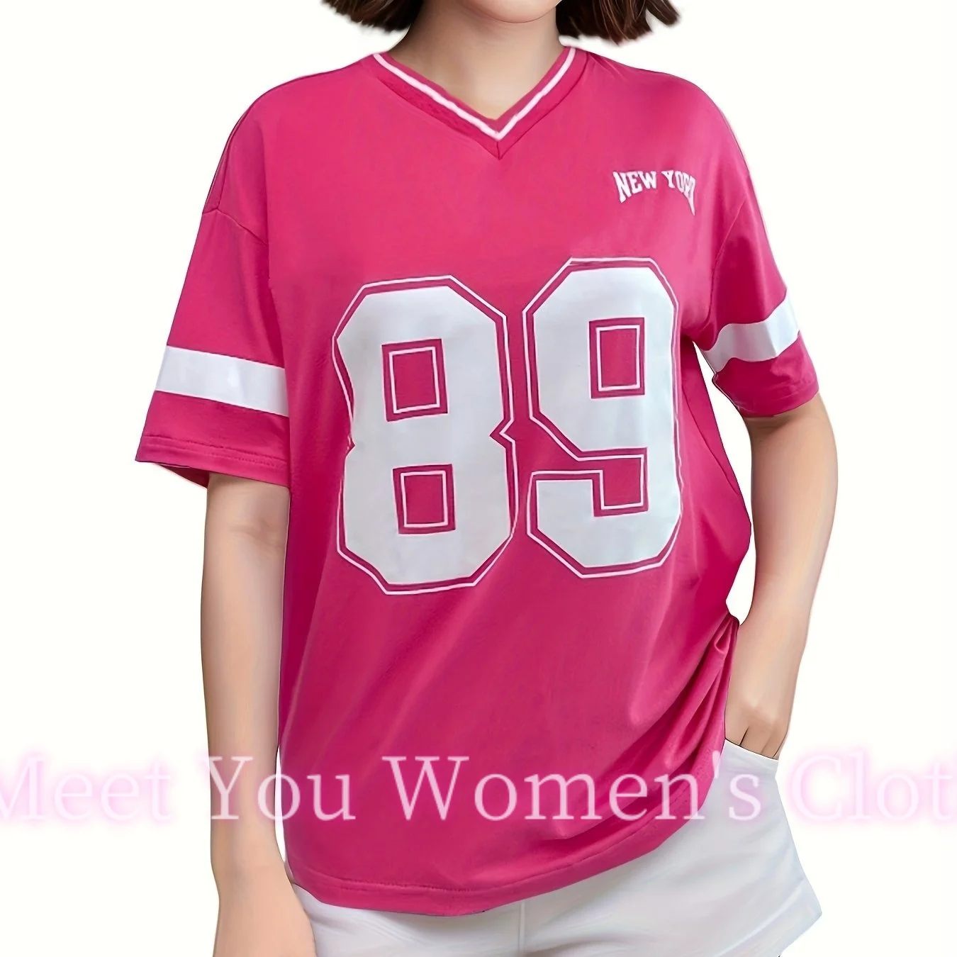 

New York Number 89 T-Shirt For Women Summer sport Oversized V-neck Tee Harajuku Trend Short Sleeve Female Streetwear Womens Tops