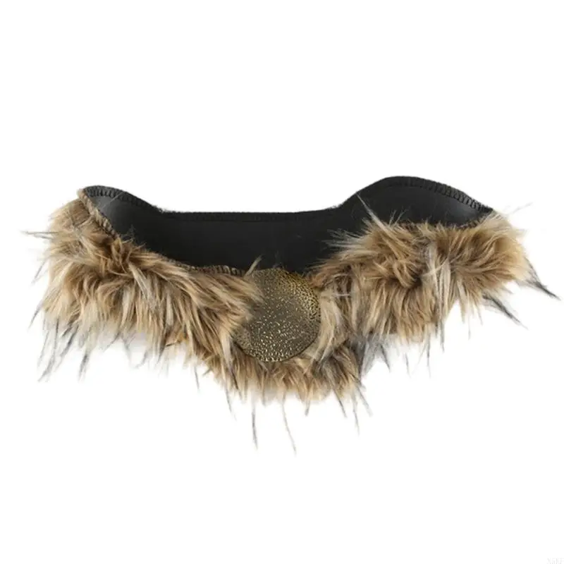 Punk Faux Furry Belt Metal Buckle PU Leather Plush Waist Chain Artificial Furry Waistband Vintage Jeans Belt Chain