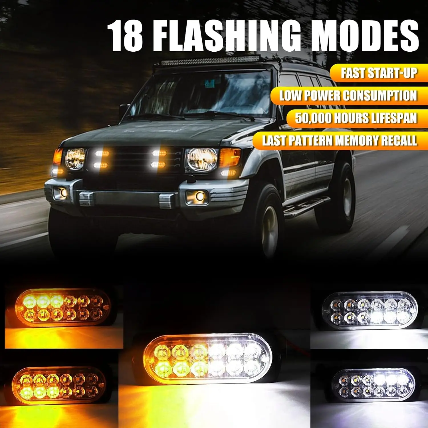 12 LED Strobe Lights Emergency Flashing Beacon Warning Light 12V 24V Stroboscopes For Auto DRL Car Truck Police Amber Red Blue