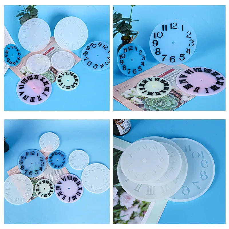 디지털 영어 시계 장식품 실리콘 몰드 에폭시 송진 시멘트 석고 몰드, DIY 벽걸이 홈 장식 공예