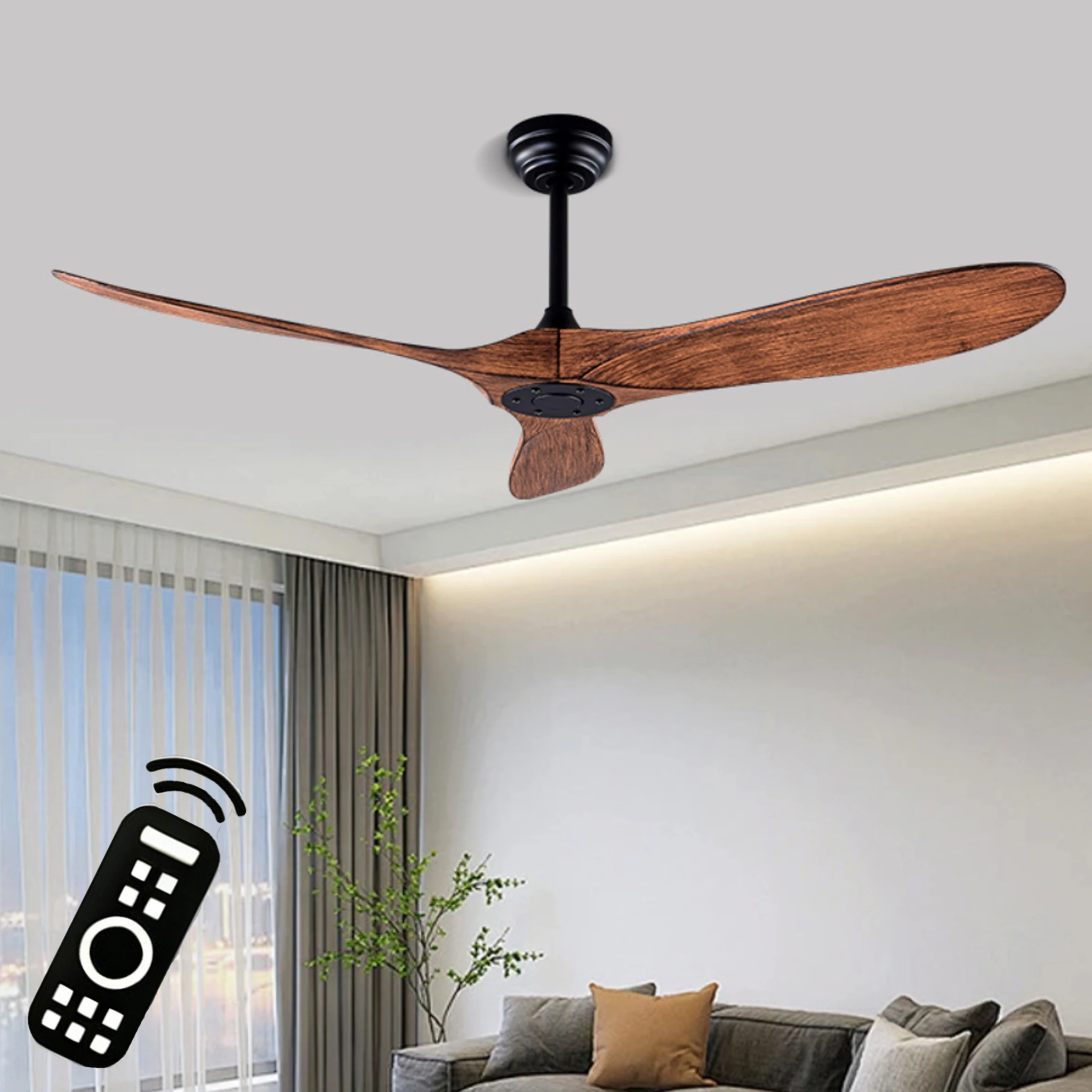 52 60 Inch Ceiling Fan 3 ABS Blades 6 Speed Quiet Fans Reversible DC Motor Electric Fan for Indoor Outdoor