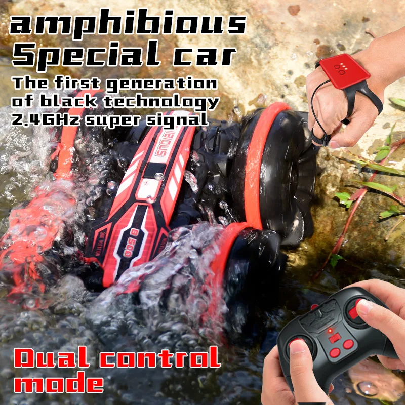 Amphibious Stunt Vehicle 4x4 Double Sided Driving Remote Control Vehicle All Terrain Off-Road Vehicle Boy Toy