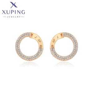 Xuping Perhiasan Fashion Charm Pesona Anting-Anting Warna Emas Sederhana untuk Wanita Pesta Anak Perempuan Paduan Tembaga Hadiah Indah X000463287 12 penjualan terbaik perhiasan xuping baja tahan karat - №