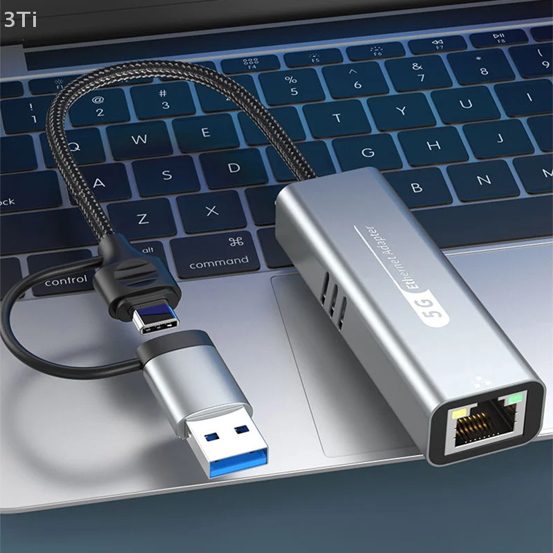 Адаптер USB-Ethernet 5 Гбит/с для портативного компьютера, набор микросхем RTL8157, 5000 Мбит/с, сетевой преобразователь USB3.2 в RJ45, 5G, 2,5G, 1G, 100 Мбит/с