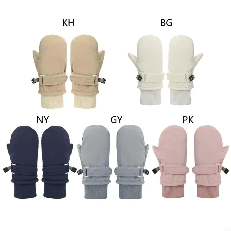 Q22D Stylish Waterproof Ski Gloves Baby Gloves with Anti Lost String for Boys Girls