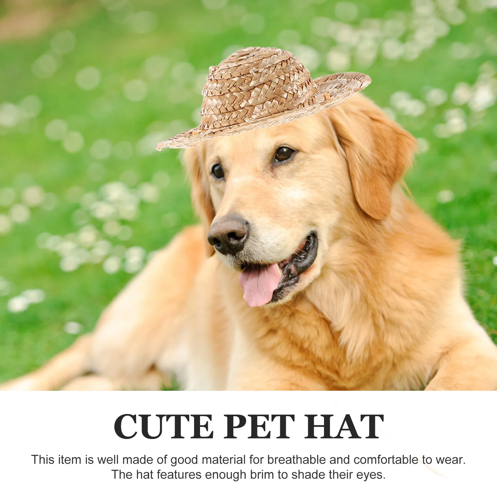 

Pet Sun For Dogs Adjustable Straw Hat Uv Protection Outdoor Beach Garden Use Small Dog Puppy Cat Size Straw Hat Dog