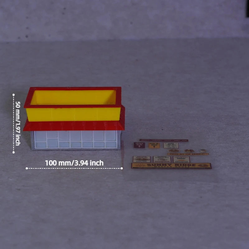 1: 87 Simulation 24-hour Fast Food Restaurant Building Model with Stickers, No Assembly Required