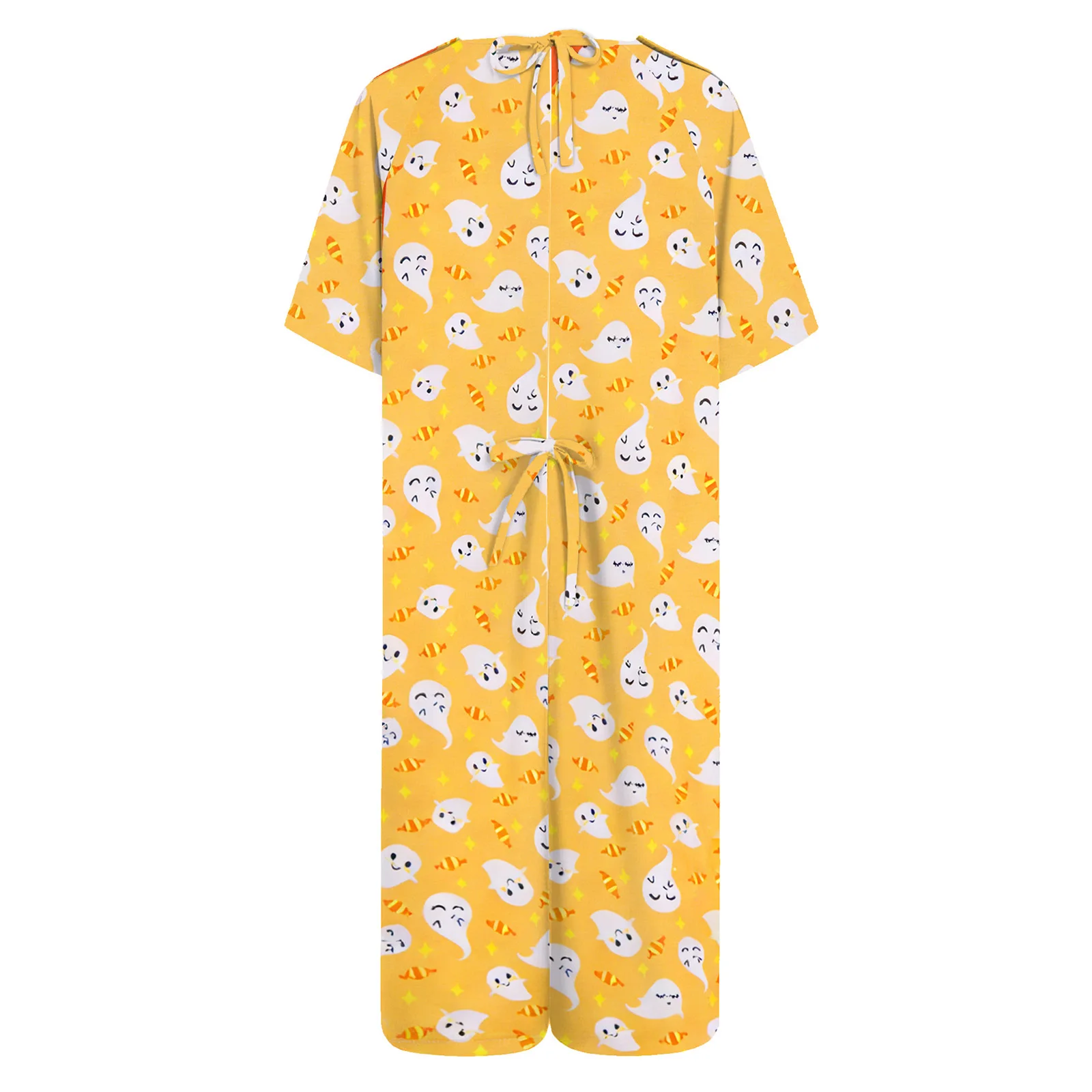 Kid Girls Loose Sleepwear Pediatric Medical Patient Gown Nightgowns Press Button Short Sleeves Back Split Self-Tie Hospital Gown