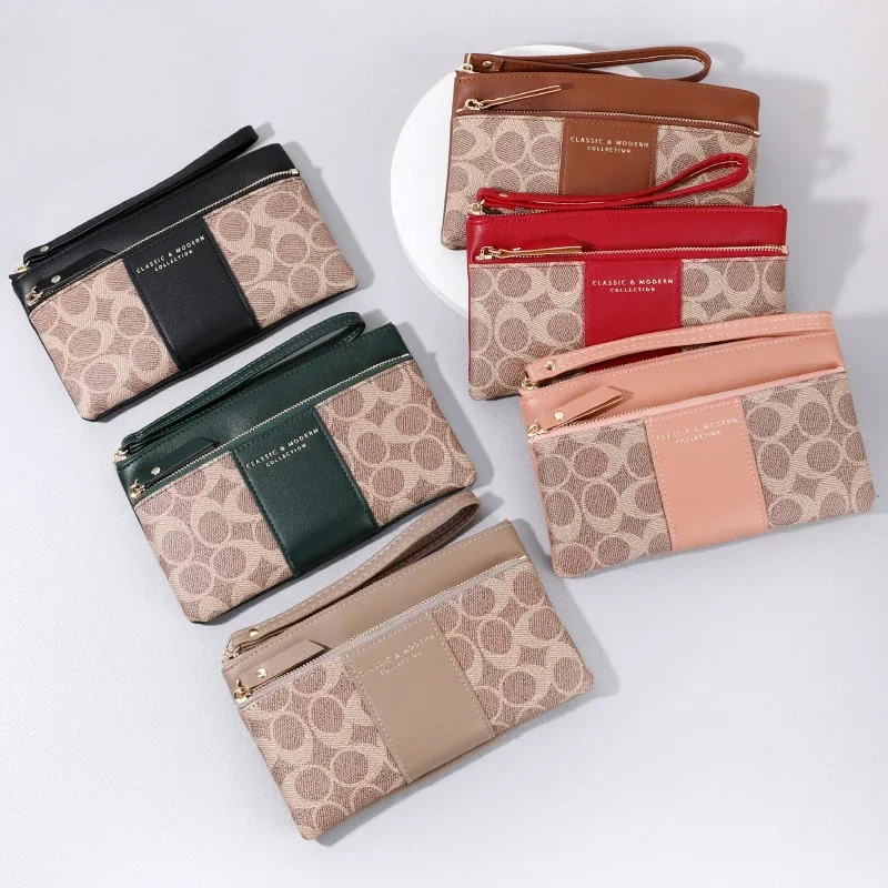 حقيبة يد نسائية كلاسيكية ذات نمط قديم متطابقة الألوان وحبل سحب مائة ومحفظة تخزين كبيرة للفتيات