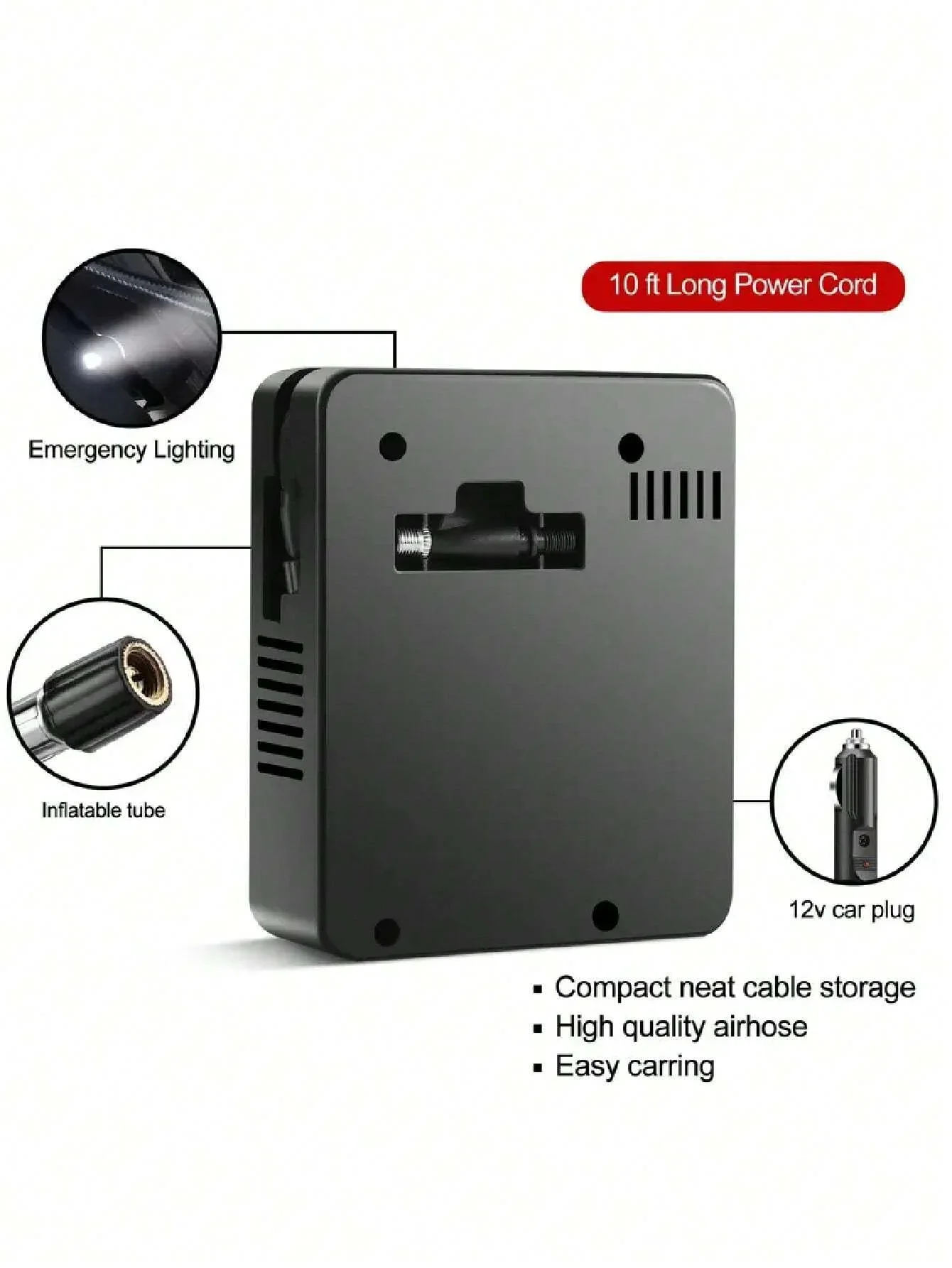 EAFC Portatile 96W Con Filo Gonfiatore di Pneumatici Compressore D'aria Pompa di Aria per Auto per Pneumatici Moto 100PSI Gonfiaggio Veloce Pneumatici Gonfiatore