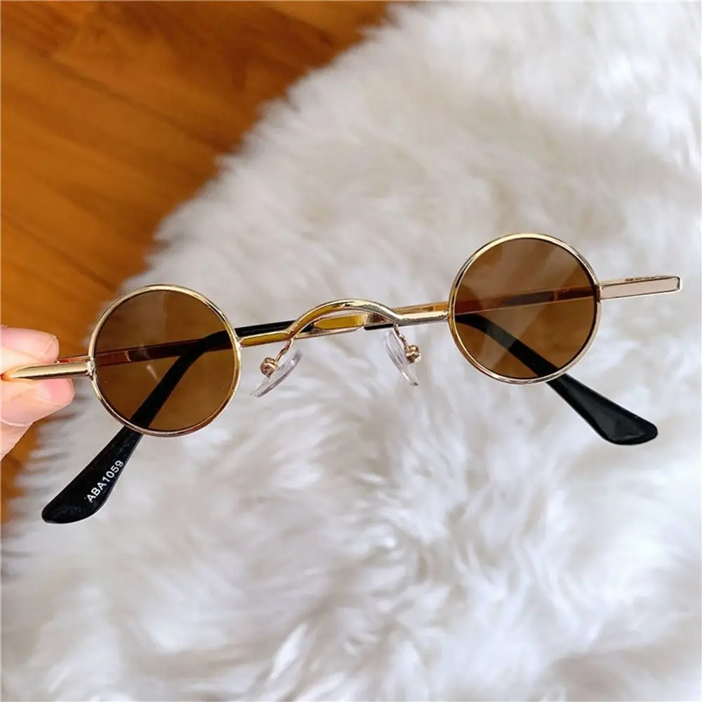 Candy Color Small Round Sunglasses Retro Metal Frame UV400 Hip Hop Shades Punk Sun Glasses Beach/Travel/Streetwear