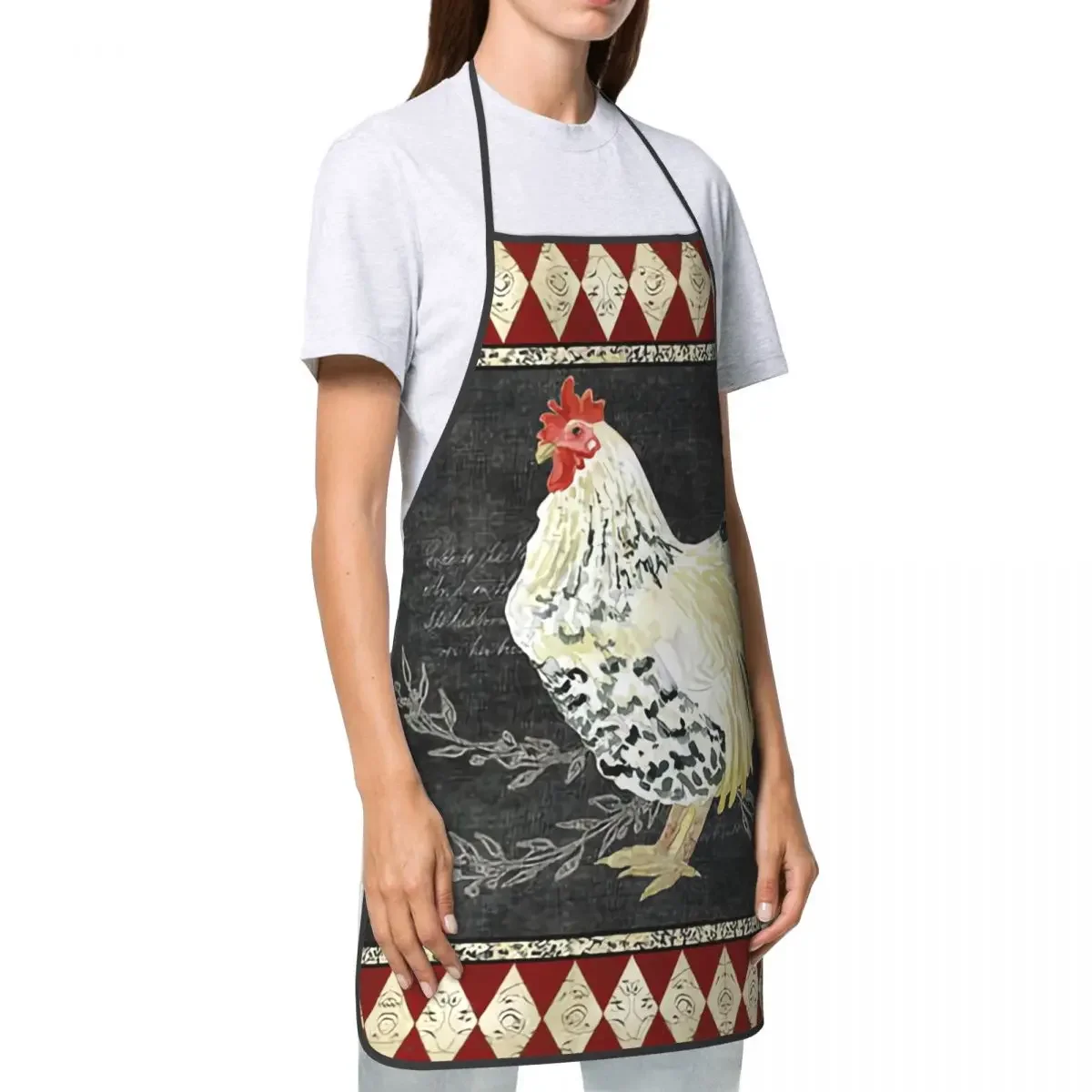 Funny Vintage Poultry Rooster Bib Aprons Men Women Unisex Kitchen Chef Farm Chicken Tablier Cuisine for Cooking Baking Painting