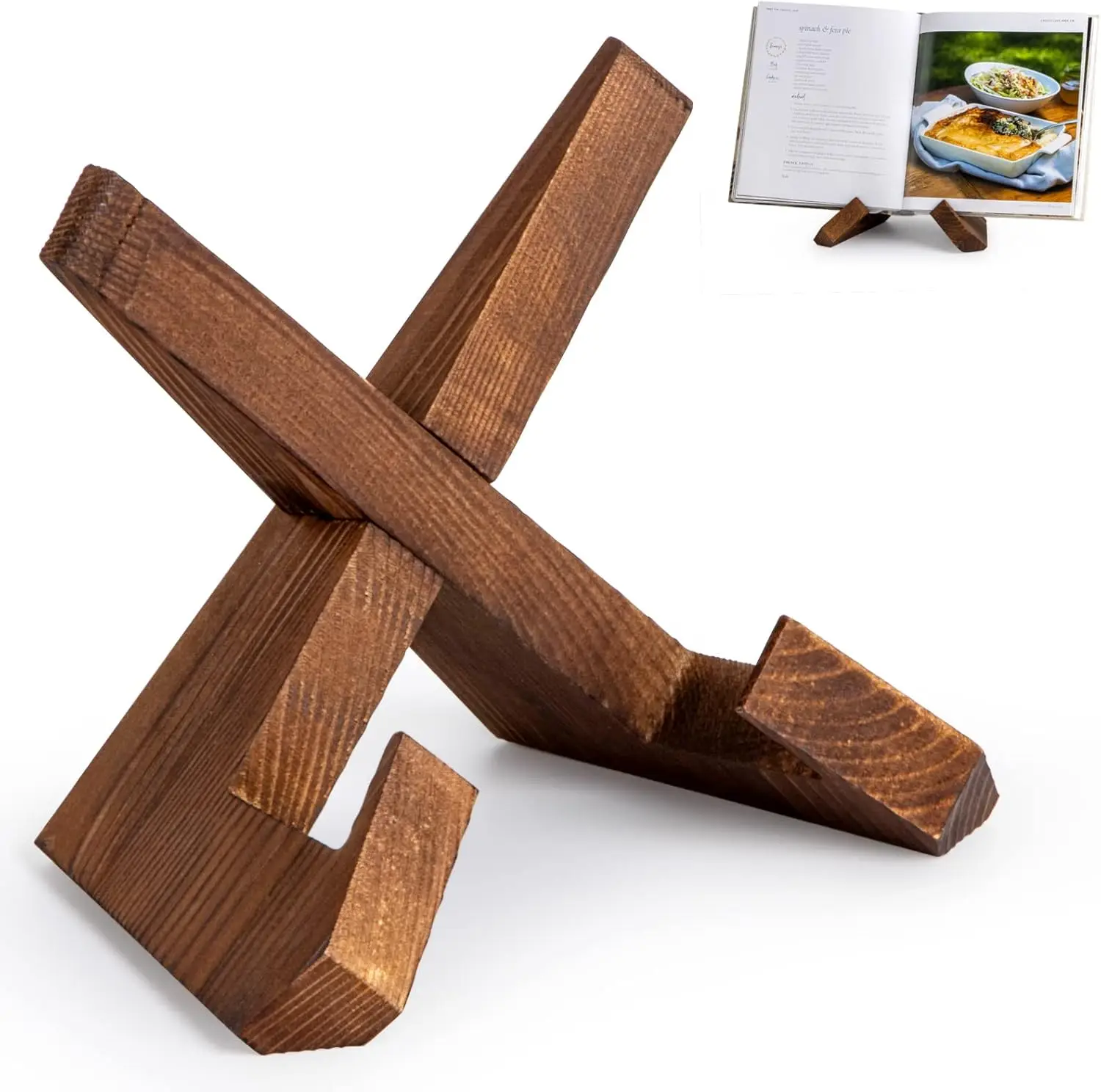 Cook book Stand Wooden Recipe Book Holder Cook Book Stand for Kitchen Counter Multifunctional Display Stand