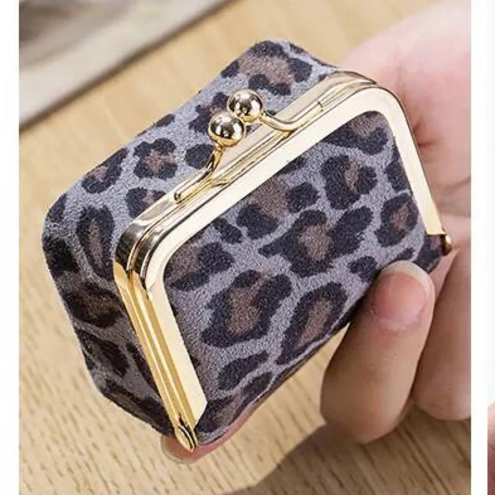 Lady Coin Wallet Earring Organizer Coin Purse Woman Coin Purse New Leopard Print Leather Clutch Diamond Ring Jewelry Bag