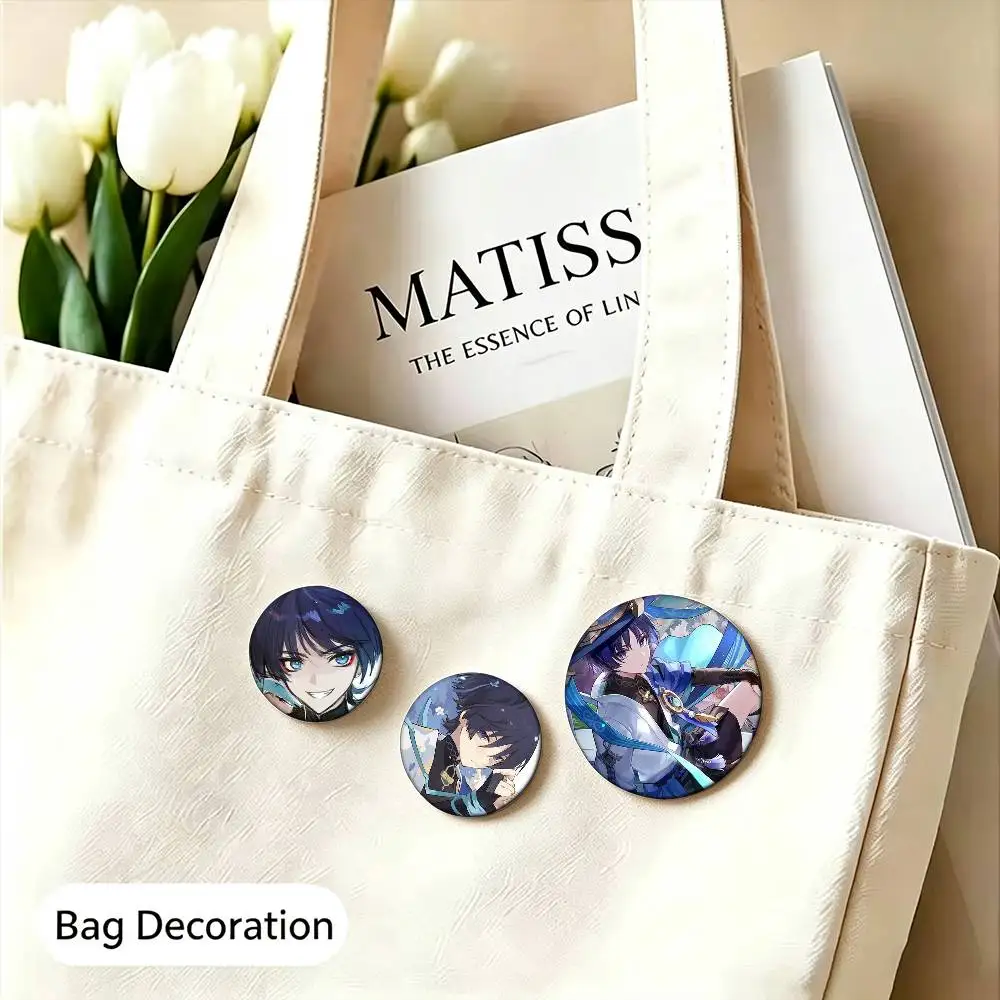 Popular Game Genshin Cool Wanderer  25mm 32mm 44mm 58mm Anime Badges Brooches DIY Pins Decorations Birthday Gifts