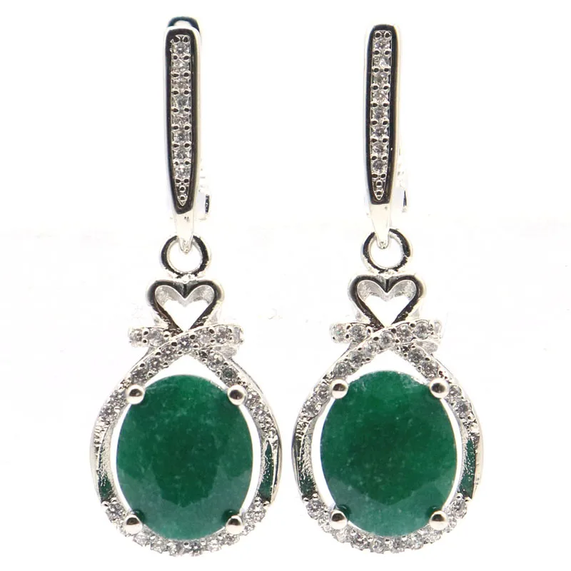 Buy 4 Get 1 Free 34x13mm Real Red Ruby Blue Sapphire Green Emerald White CZ Woman's Engagement Silver Pendant Earrings