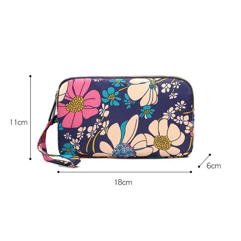 Thickened Three-layer Long Zipper Pocket Purse Cute Washable Cloth Clutch Bag Women\'s Handbag Wrist Mobile Phone Bag