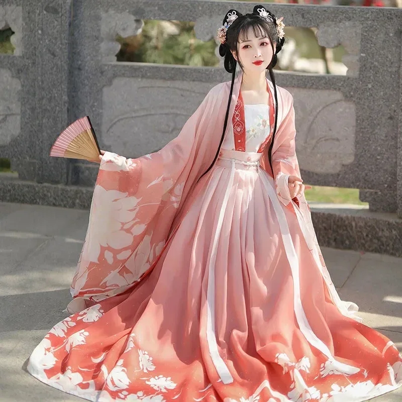 Costume Hanfu Traditionnel de la ociastie Tang pour Femme, Vêtements Chinois des Prairies, Tenues de brevFolklorique, Grande Taille