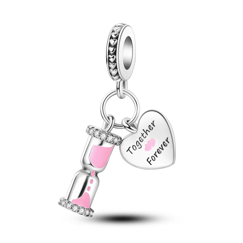 

925 Sterling Silver Love Hourglass Pendant Charms Beads Fit Original Pandora Bracelet&Bangle Birthday Fashion Jewelry Gifts