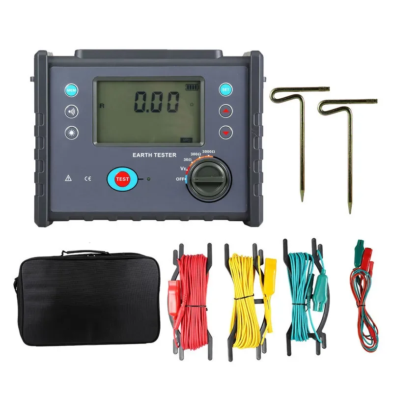 Digital Ground Resistance Tester Soil Resistivity AC Voltage Meter