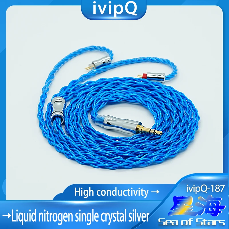 ivipQ-187 Sea of Stars Highly Conductive Liquid Nitrogen Single Crystal Silver HiFi Earphone Cable 2Pin MMCX for MK4 Bravery