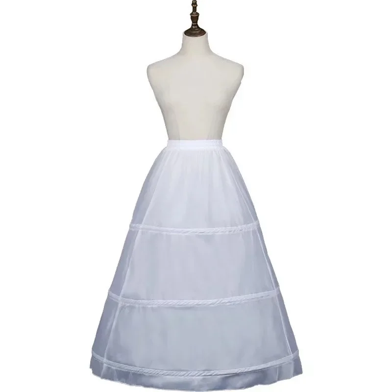 

Women's 3 Hoops Waistband Petticoats A-line Floor Length Underskirt Crinoline for Wedding Bridal Dress