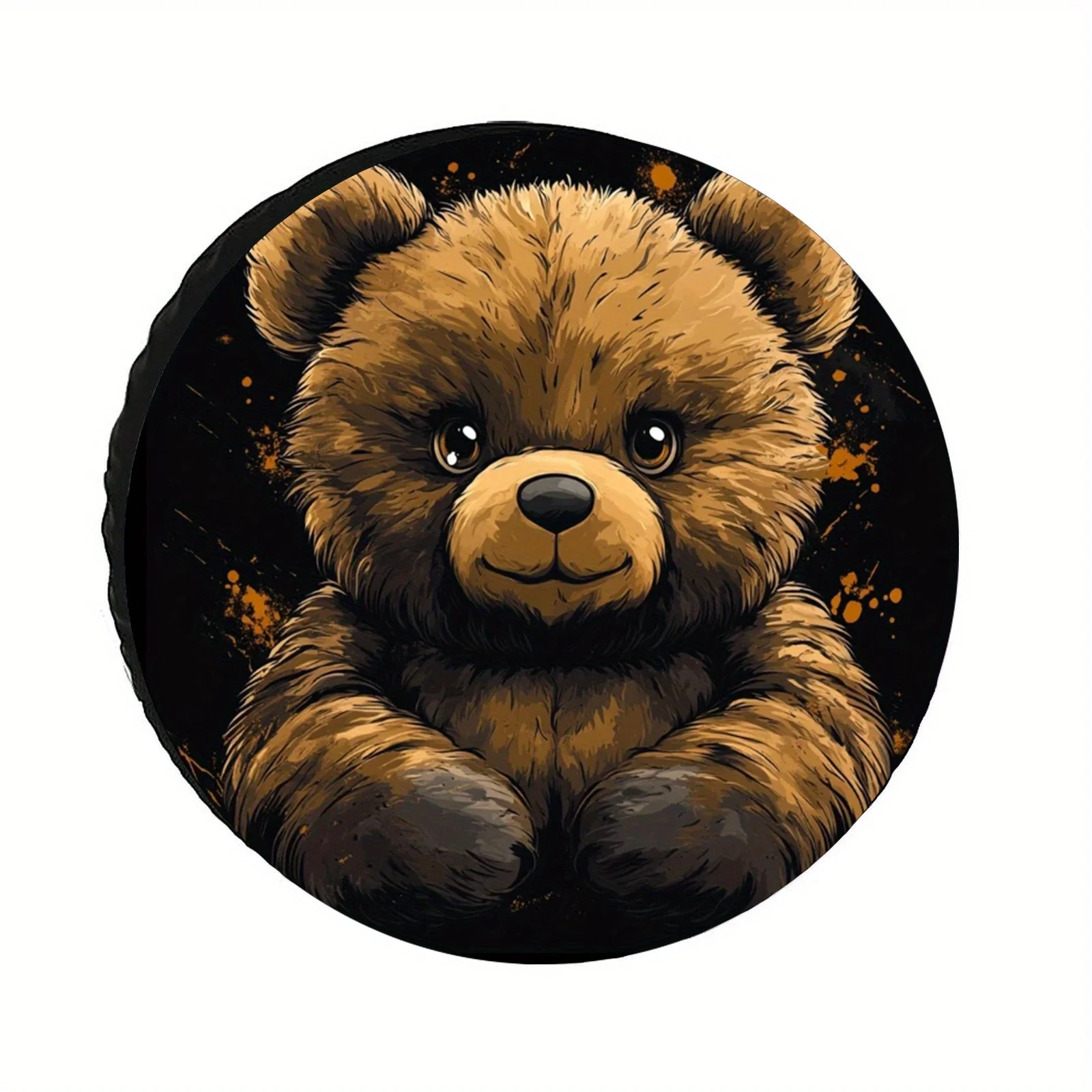 1pc Of Cute Bear Doll Pattern Spare Tire Cover, Made Of Polyester Material, UV And Dust Resistant, Suitable For Trailers, RVs, C