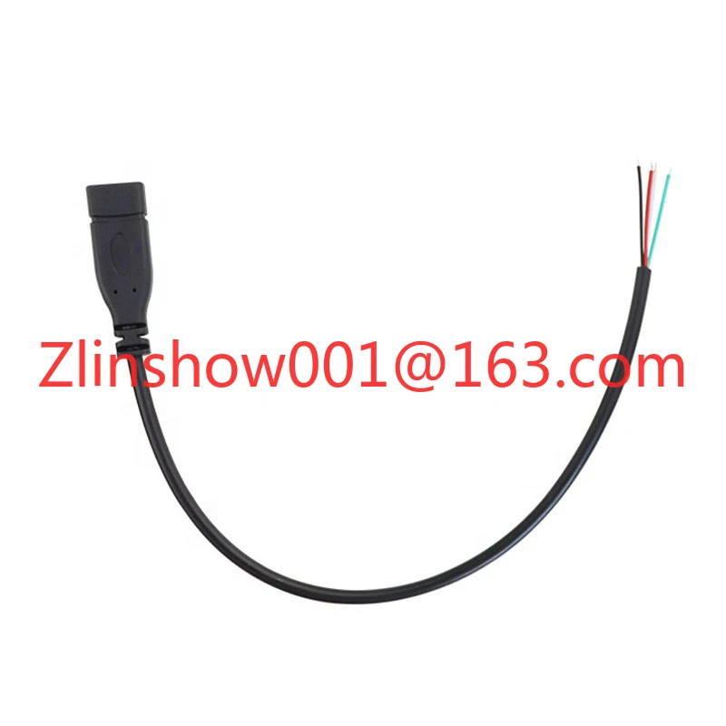 Customize 2 Core 4 Core USB Type C Male Female Plug Stripped Wire Type C to Open End Pigtail Cable