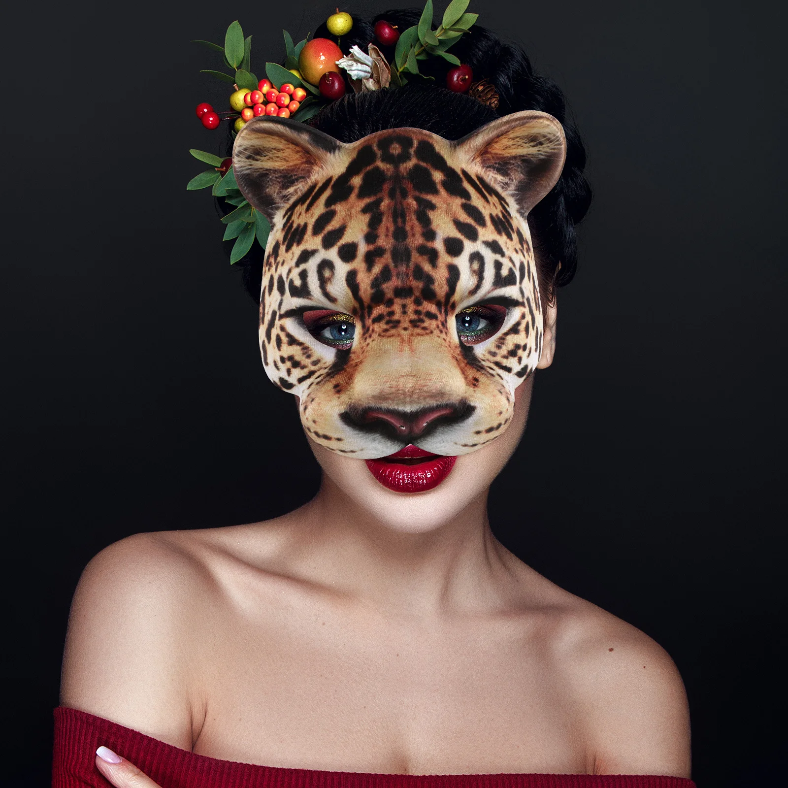 Masque léopard léger et confortable, 1 pièce, Design créatif et lumineux pour fête costumée, accessoires décoratifs, spectacle de jeu de rôle