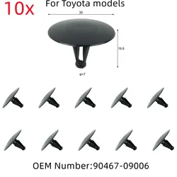 10x Plastic Fastener For Toyota Insulation Clips Plastic Fasteners 90467-09006 Bonnet Plastic Plastic Fastener 10x