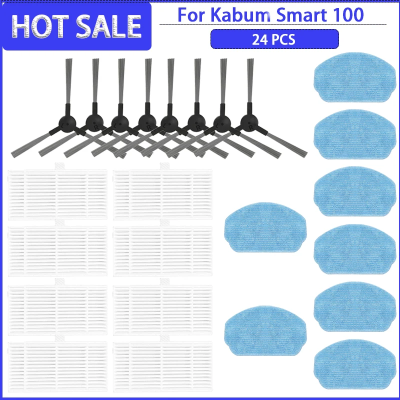 사이드 브러시 HEPA 필터 걸레 천 교체 액세서리, 카붐 스마트 100 로봇 진공 청소기와 호환