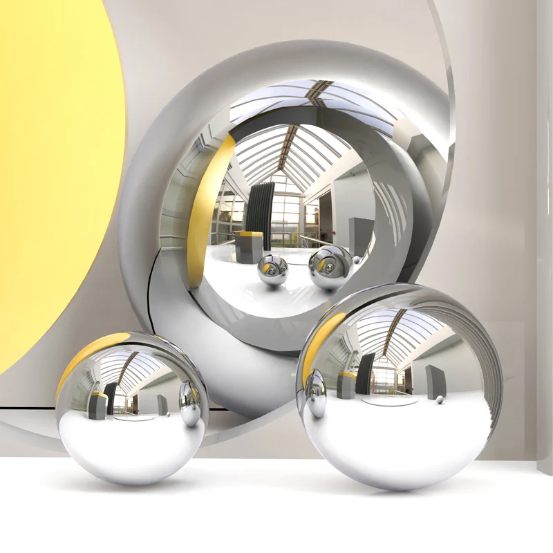 za- Silver Polished Stainless Steel Art Deco Freestanding Fountain Water Ball for Indoor Outdoor Home Decor & Garden Ornaments%