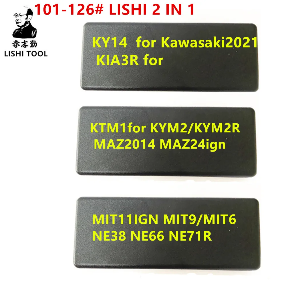 2 in 1 Lishi 101-126# KY14 for Kawasaki2021 KIA3R for KTM1for KYM2/KYM2R MAZ2014 MAZ24ign MIT11IGN MIT9/MIT6 NE38 NE66 NE71R