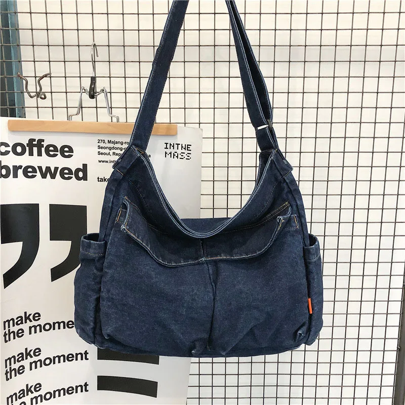 Casual Denim Bag Women Vintage Handbags Teenager Shoulder Tote Bags Messenger Bags Ladies Casual Handbag Crossbody Purse bolasa