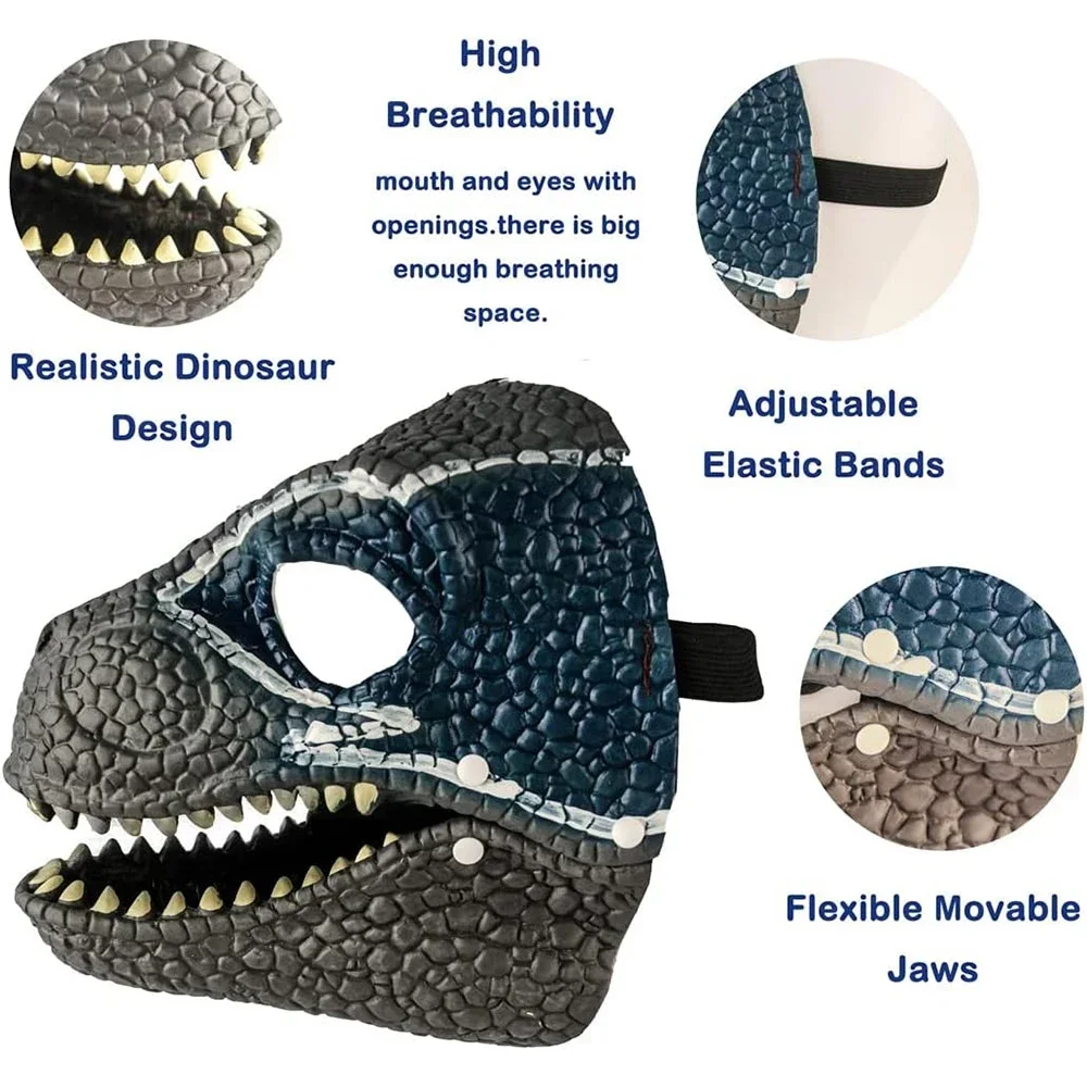Máscara de dinosaurio de Halloween, tocado de dinosaurio de terror, accesorios de fiesta de miedo Raptor, decoración de Halloween, los mejores regalos para niños