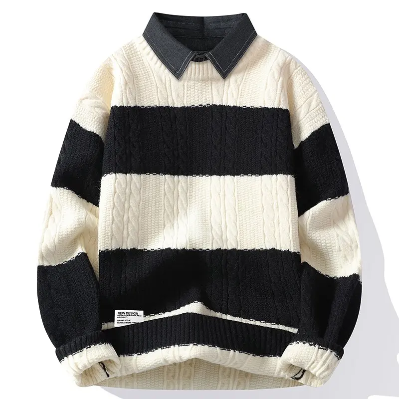Two Fake Items Sweater, Outdoor, Fishing, Fashionable, Men, Trendy, Cycling, Versatile, Sport, Travel, Leisure, Knitted Sweater
