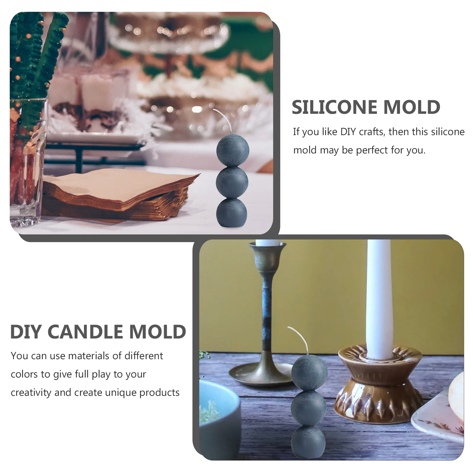 

1Pcs Silicone Three Balls Mold Durable Connective Mold for DIY Scented Soap Sculpture Craft Silicone Candles Molds