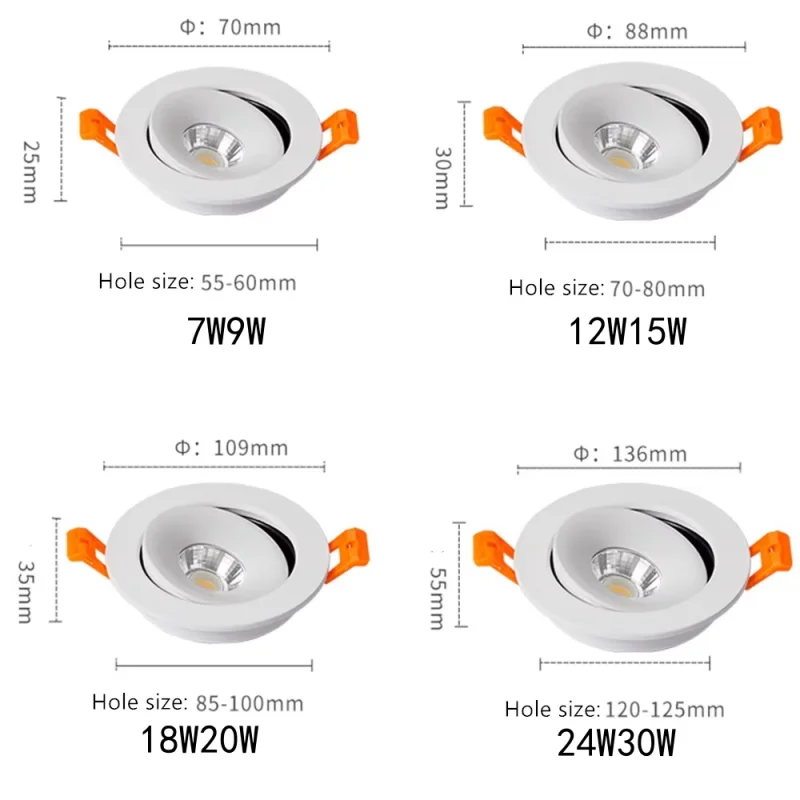 Spot LED Downlight 360°Adjustable Ceiling Spotlight LED Recessed Ceiling Spots Lamp For Home Kitchen Bathroom lights