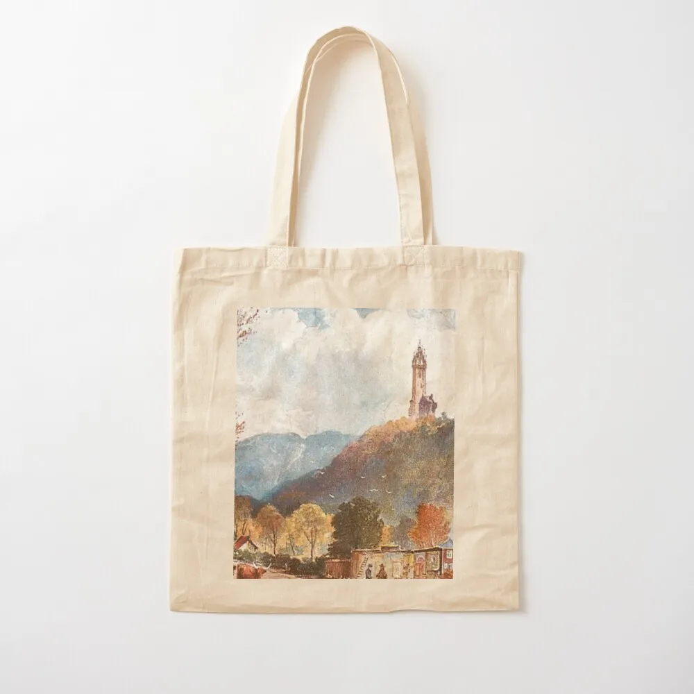Vintage Illustration of The Wallace Monument, Stirling Tote Bag cute tote bag shopper bag woman tote men's handbag
