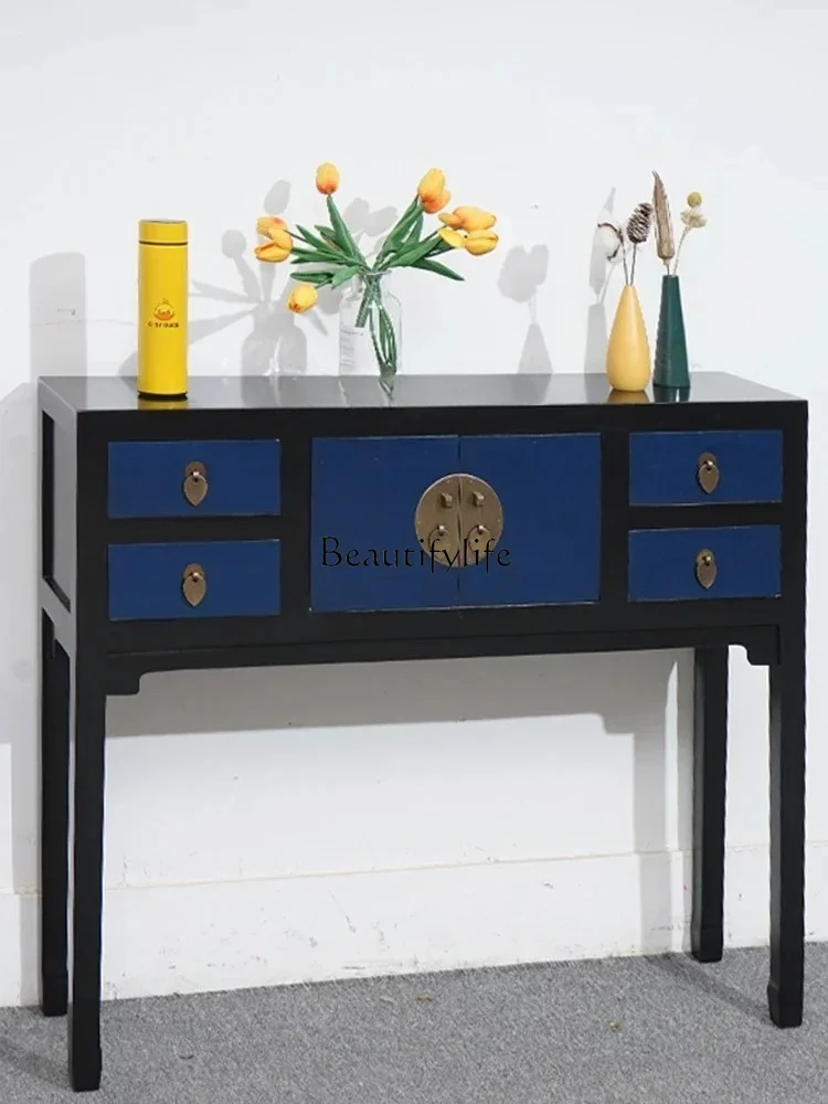 Chinese Style Console High Leg Cabinet Multi-Functional Retro Lady Cabinet Dressing Table